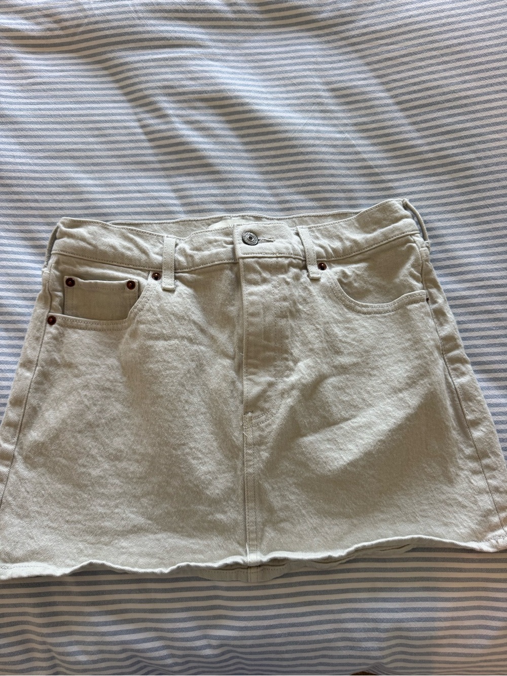 Abercrombie & Fitch Cream Denim Mini Skirt